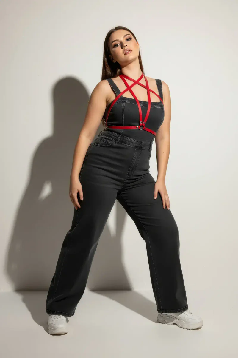 Red Vegan Leather Body Harness