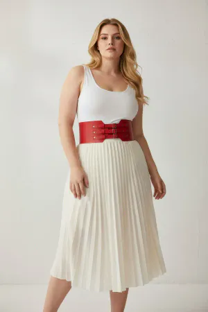 Red Faux Leather Corset Waist Harness Belt Studded Women