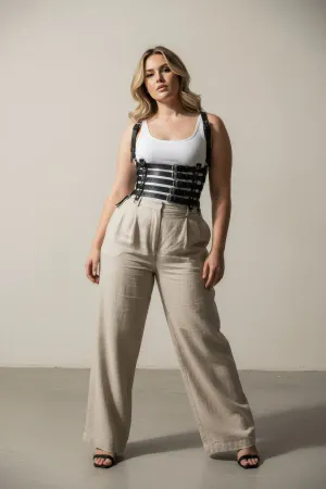 Black Faux Leather Underbust Waist Harness Women Adjustable Shoulder Straps