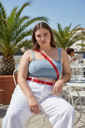 Red Faux Leather Waist Chest Body Harness Plus Size Worn Street Style
