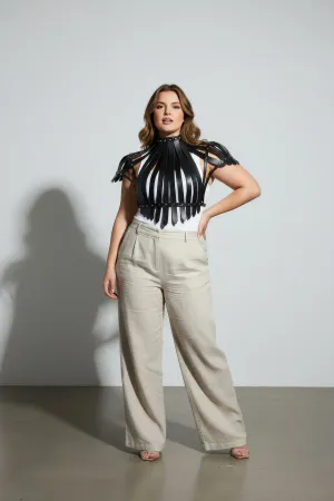 Black Studded Faux Leather Shoulder and Torso Cage Harness Women Fashion